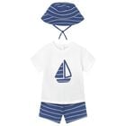 Younger Boys White & Blue Shorts Set, 1, hi-res