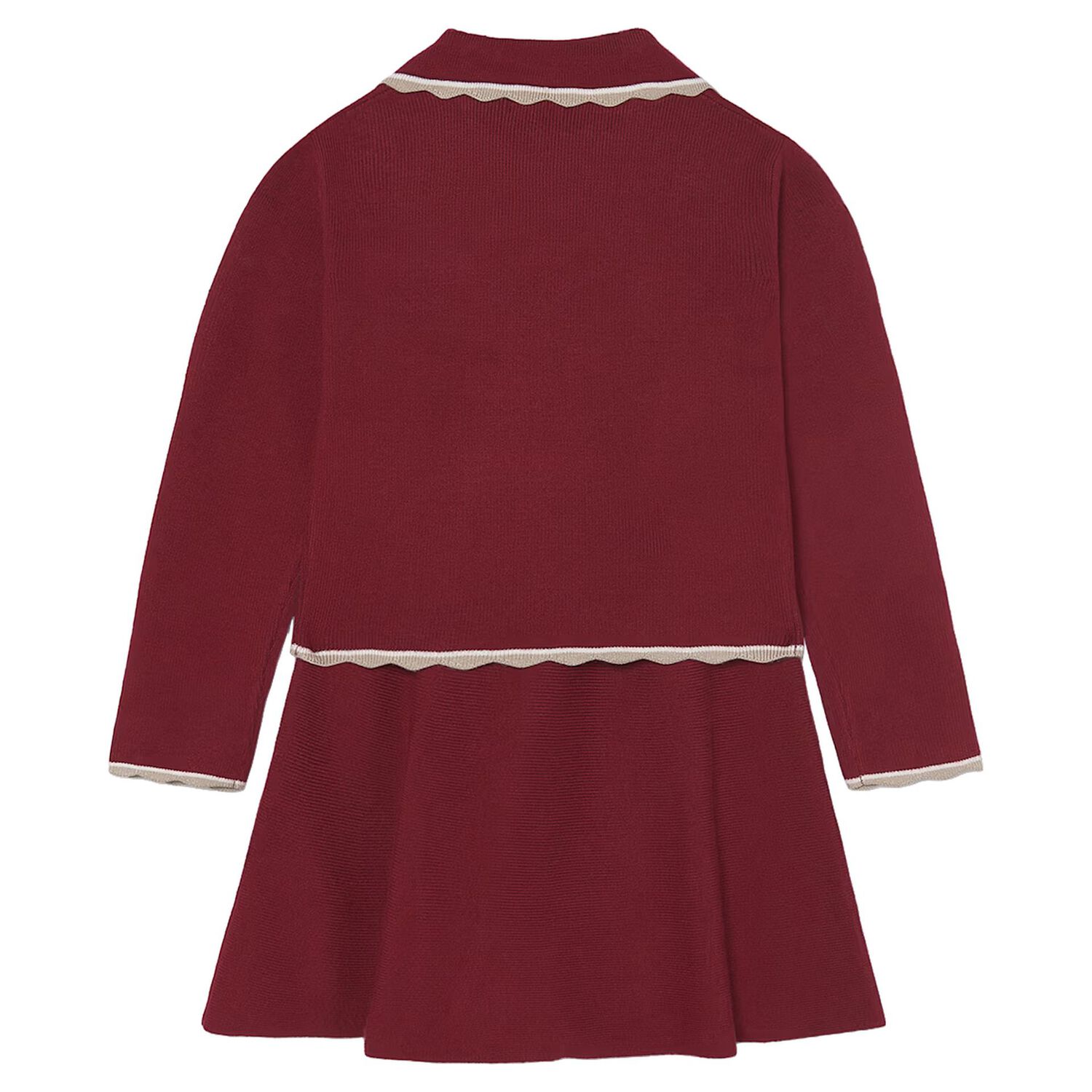Girls Red Knitted Skirt Set, 3, hi-res