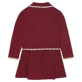 Girls Red Knitted Skirt Set