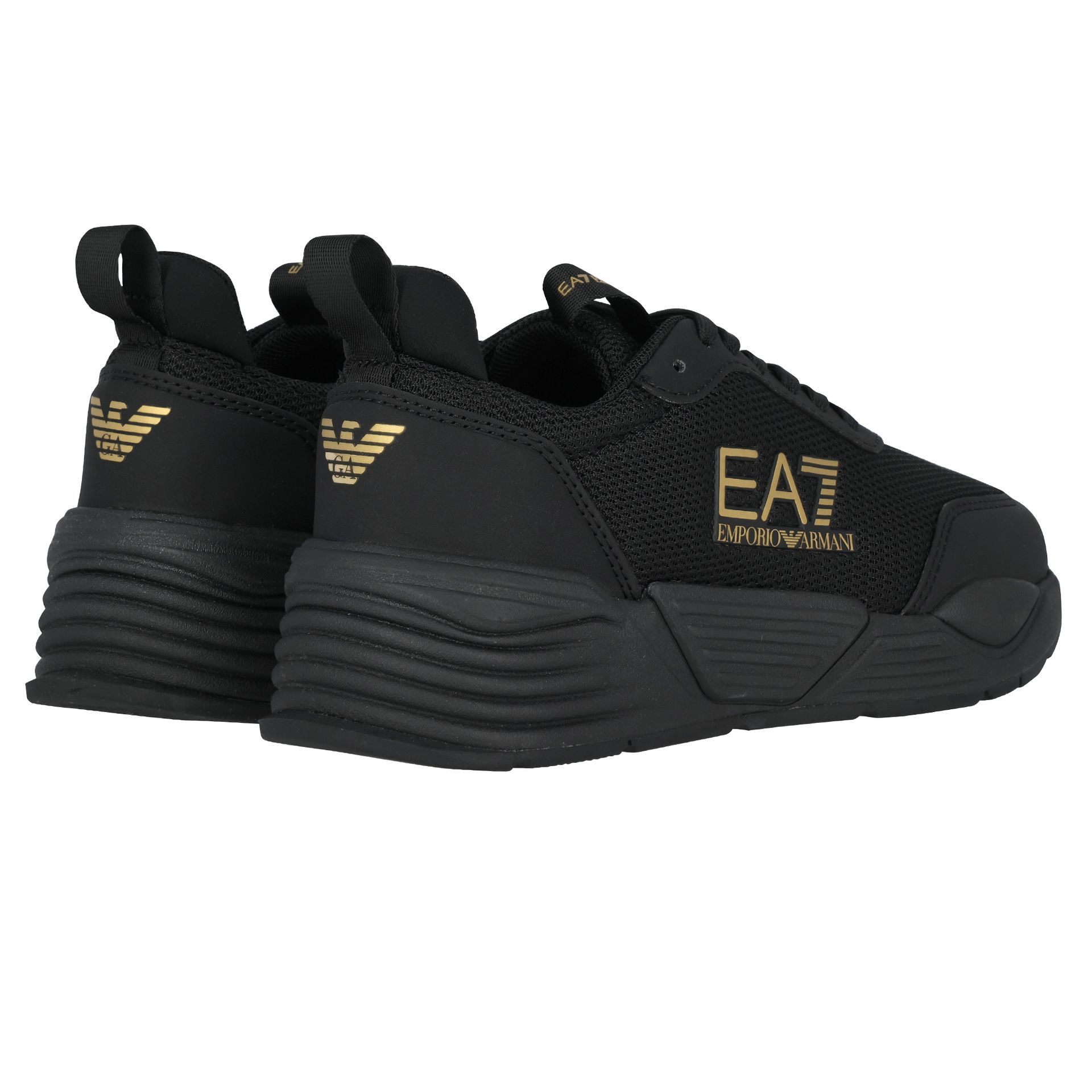 EA7 Emporio Armani Black Logo Trainers | Junior Couture