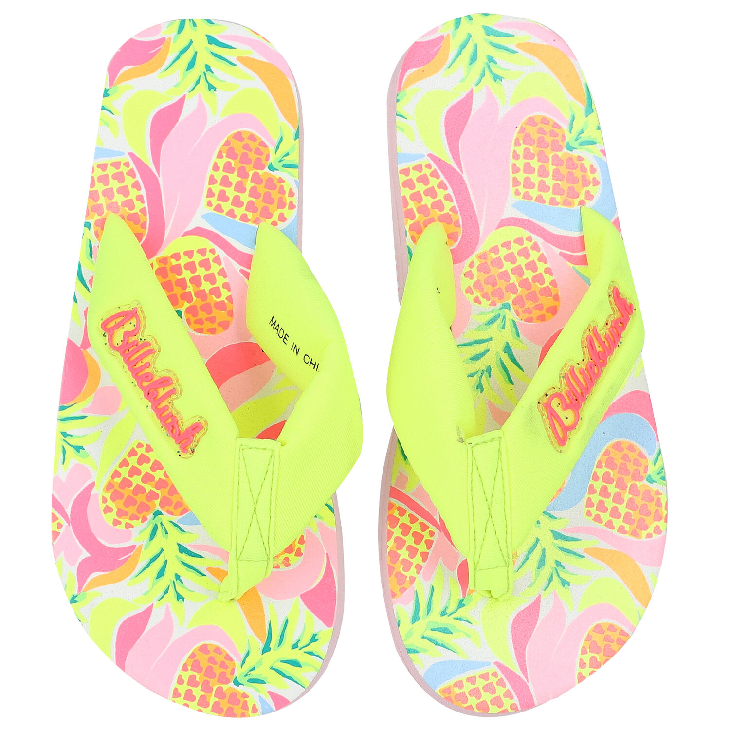 Girls Neon Yellow Flip-Flops, 1, hi-res
