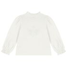 Younger Girls Ivory Flower Long Sleeve Top, 1, hi-res
