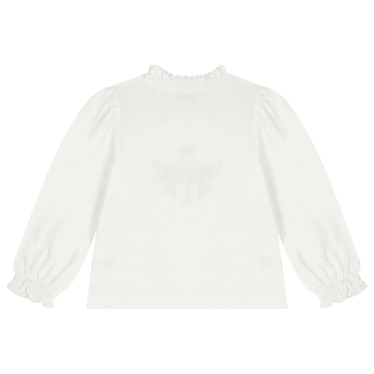 Younger Girls Ivory Flower Long Sleeve Top, 1, hi-res
