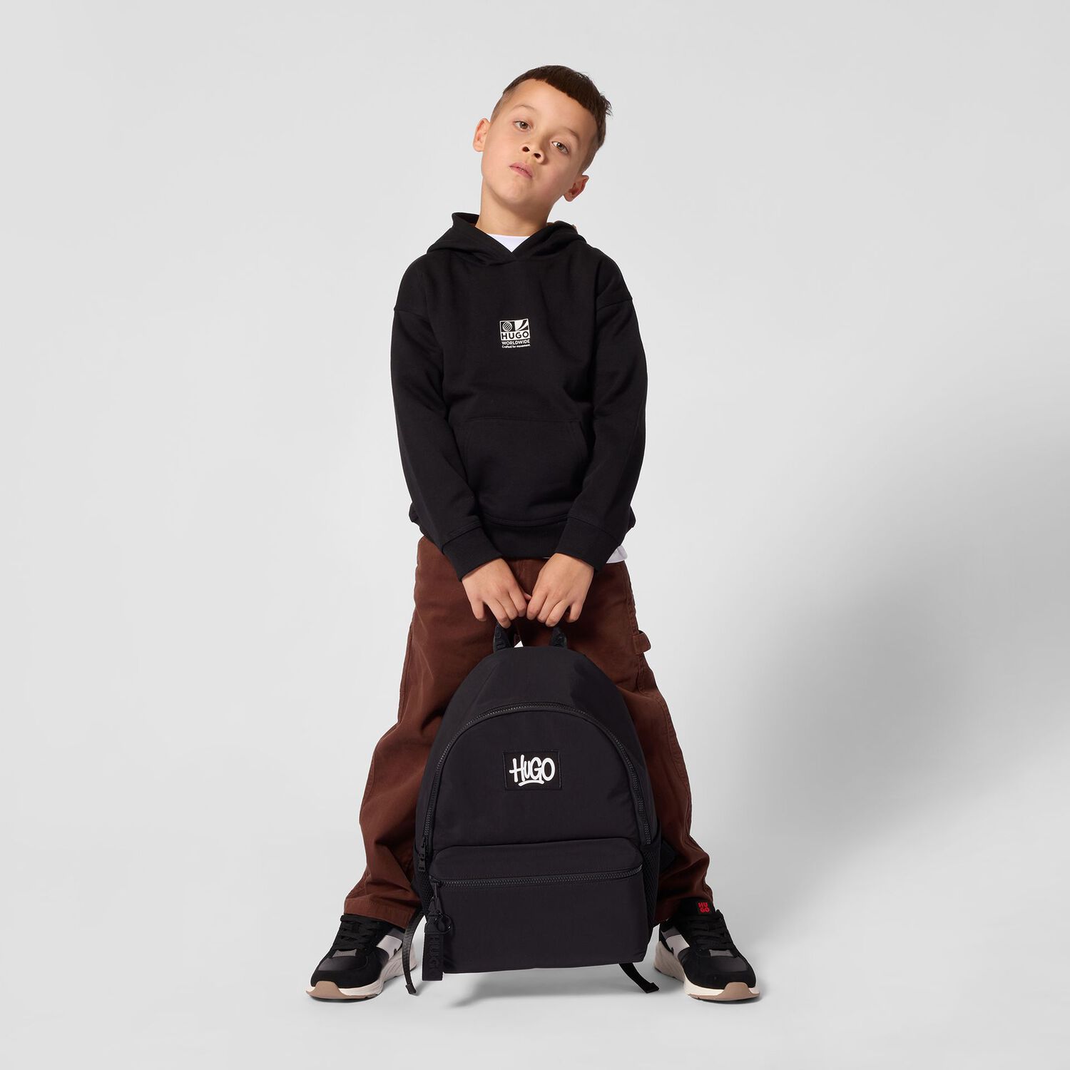 Black Logo Backpack, 1, hi-res