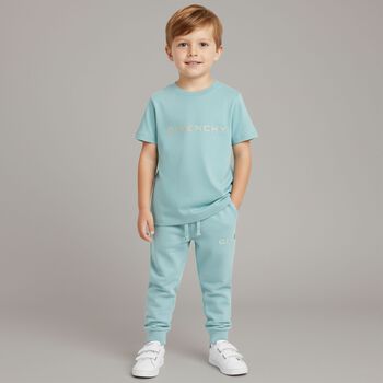 تيشيرت اولاد بالشعار باللون الازرق