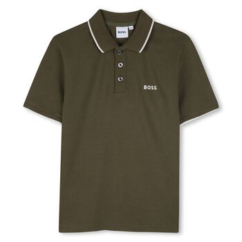 Boys Mini Me Green Logo Polo Shirt