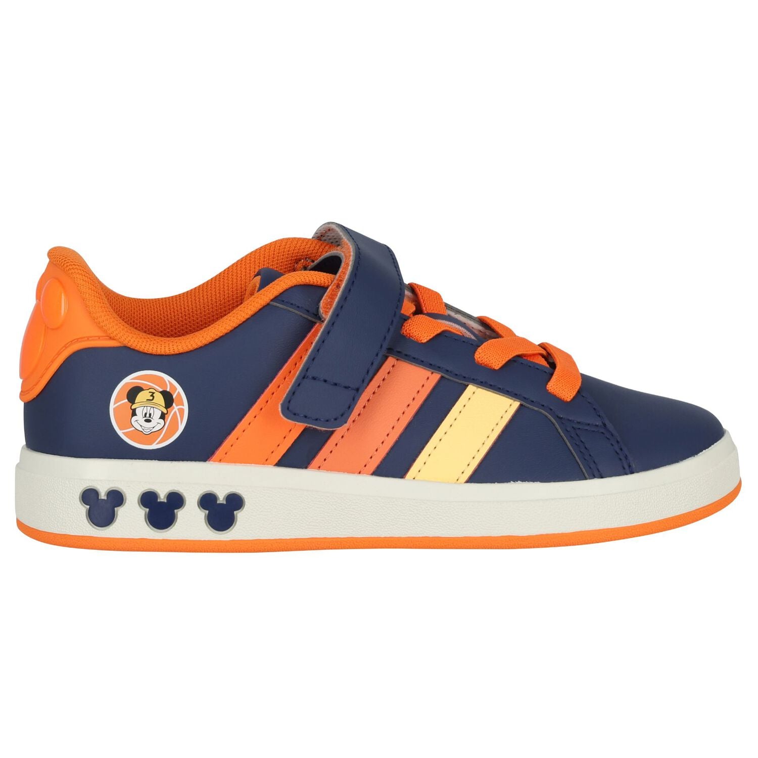 Boys Navy Blue Mickey Mouse Disney Grand Court Trainers, 1, hi-res