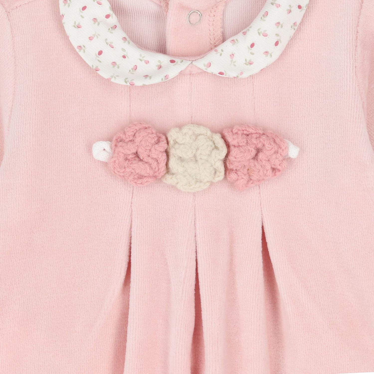Baby Girls Pink Floral Motif 2 Piece Babygrow, 1, hi-res
