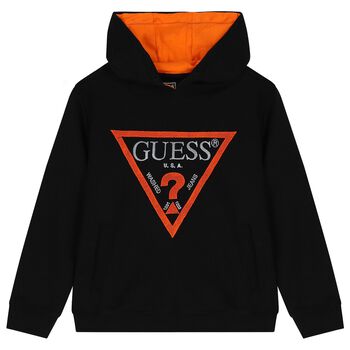 Boys Black Logo Hooded Top