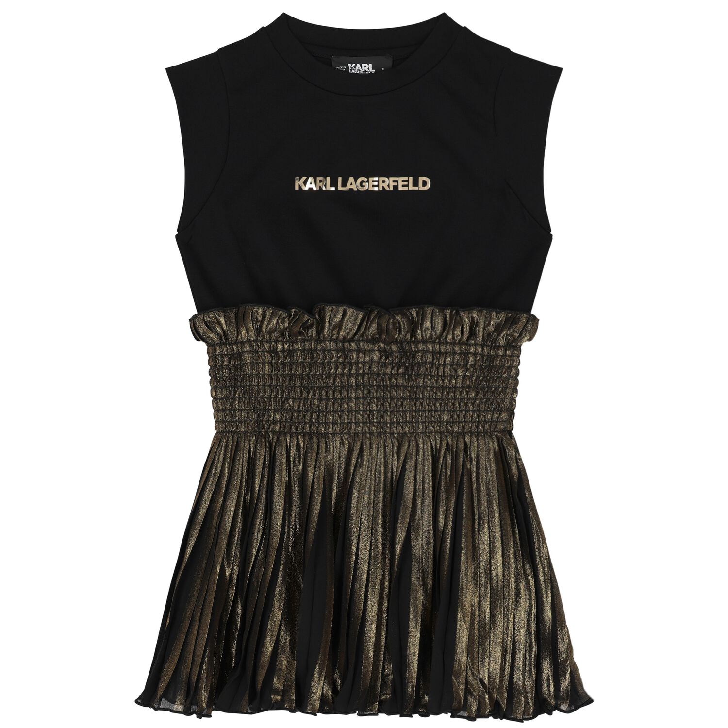 Girls Black & Gold Pleated Dress, 1, hi-res image number null