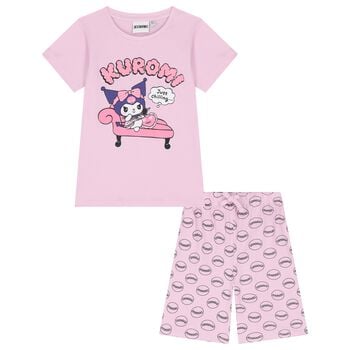 Girls Pink Kuromi Shorts Set