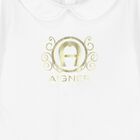 Baby White & Gold Logo Babygrow , 2, hi-res
