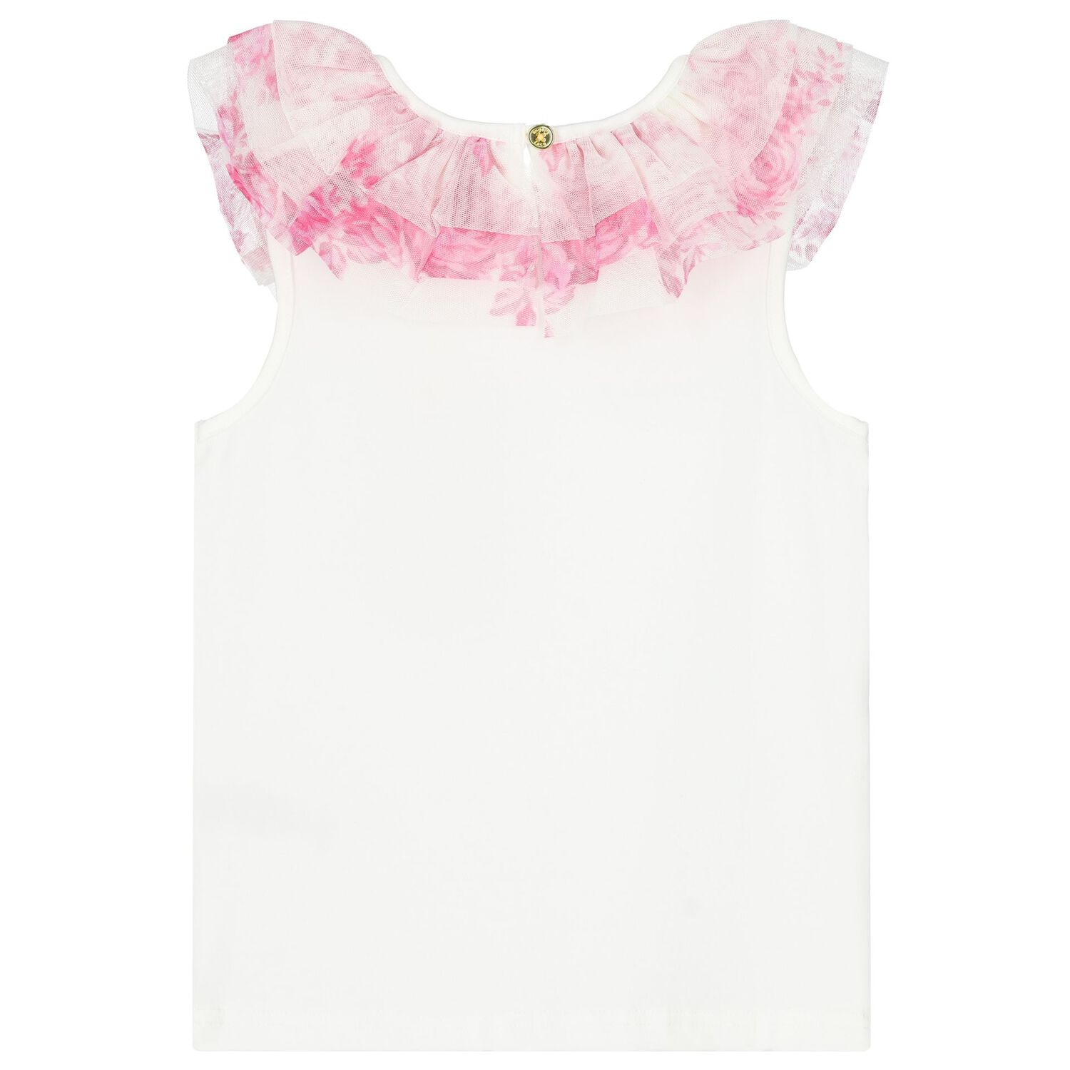 Girls White & Pink Ruffle Top, 1, hi-res image number null