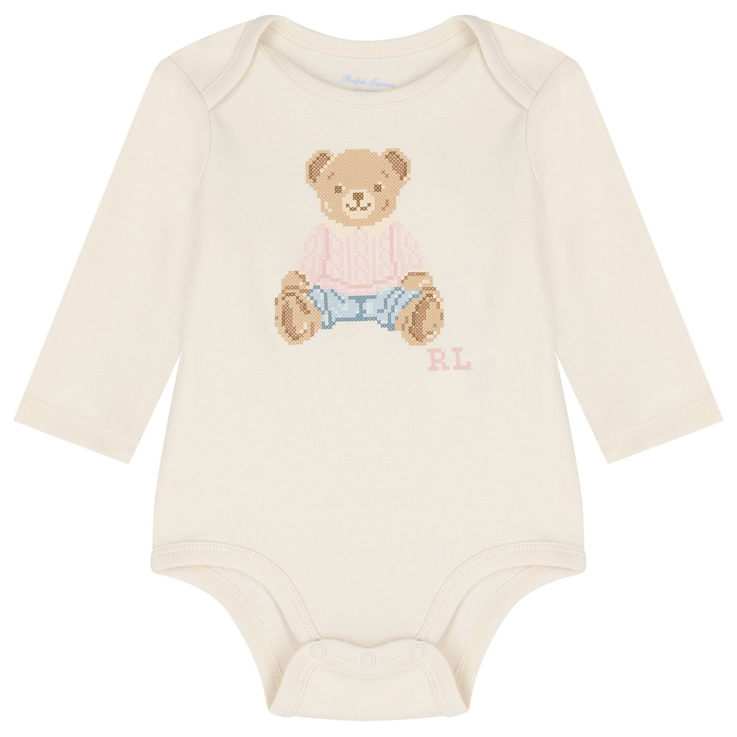 Baby Girls Ivory Polo Bear Bodysuits ( 2 Pack ), 1, hi-res