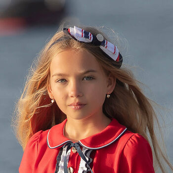 Girls Navy Blue Striped Headband