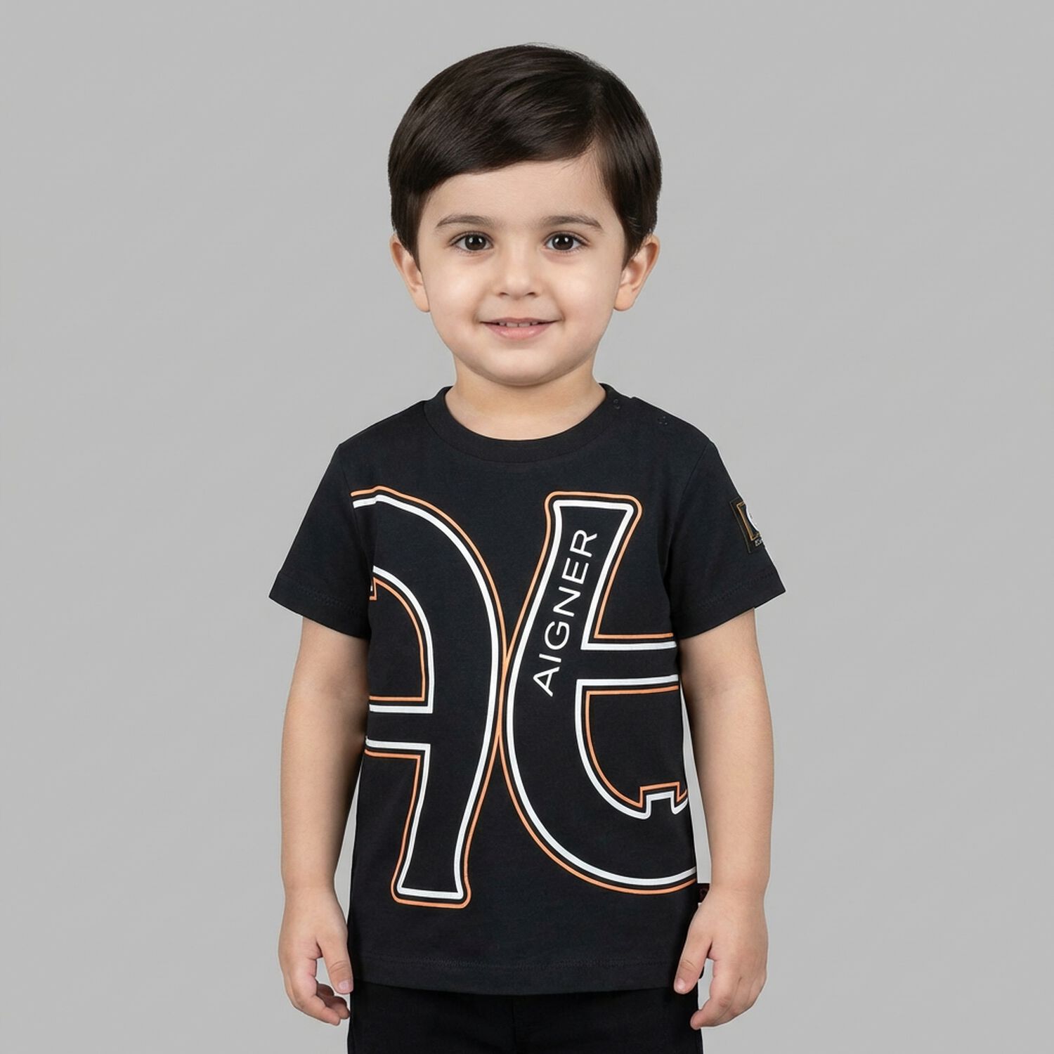 تيشيرت اولاد بالشعار باللون الاسود , 2, hi-res