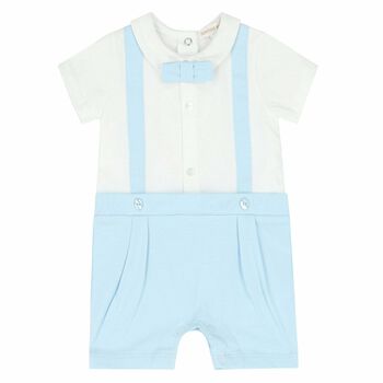 Baby Boys White & Blue Romper