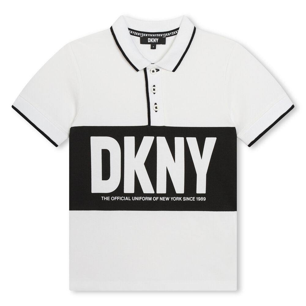 DKNY Boys White & Black Polo Shirt