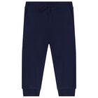Baby Boys White & Navy Tracksuit, 1, hi-res