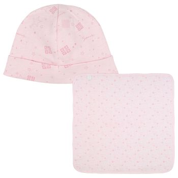 Baby Girls Pink Logo Blanket & Hat Set