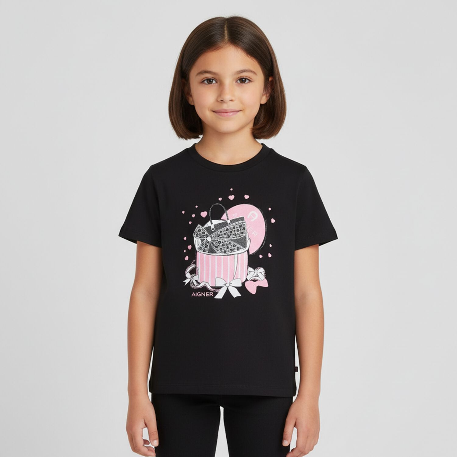 Girls Black Bag T-Shirt, 2, hi-res