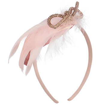 Girls Pink Feather Headband