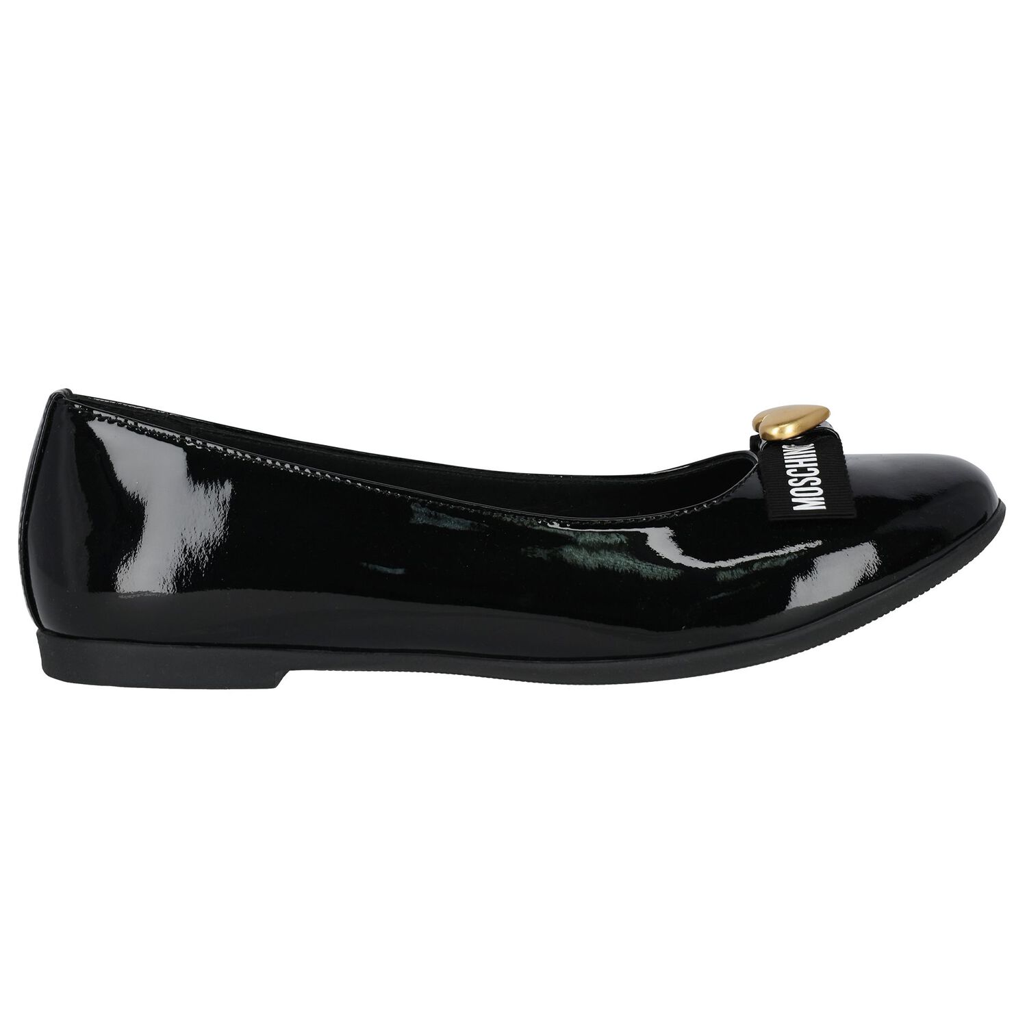 Girls Black Logo Patent Leather Shoes, 1, hi-res image number null