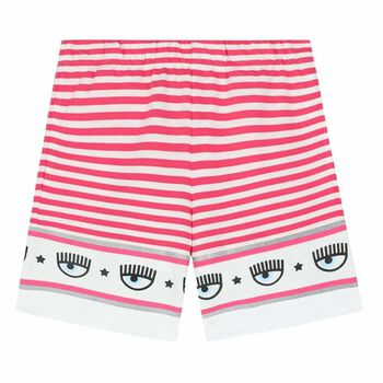Girls Pink & White Striped Shorts