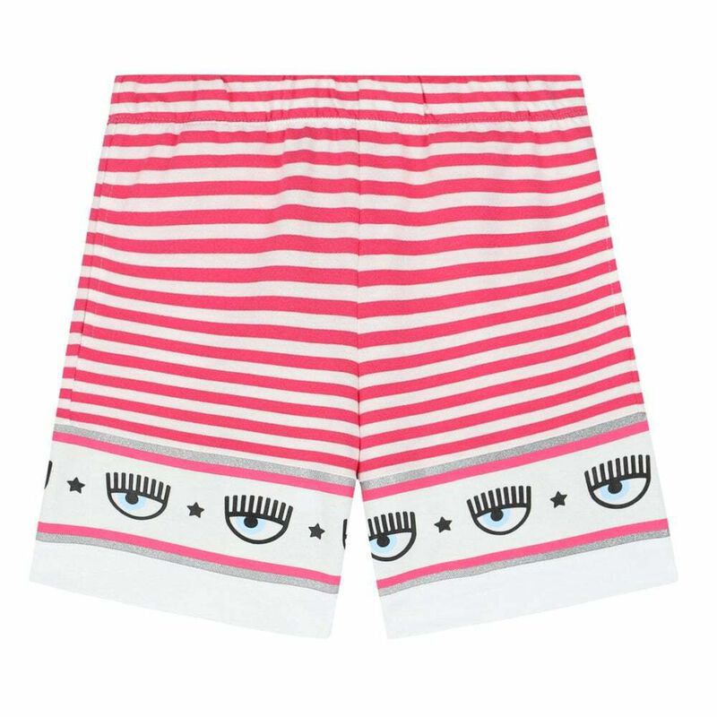 Girls Pink & White Striped Shorts, 1, hi-res image number null