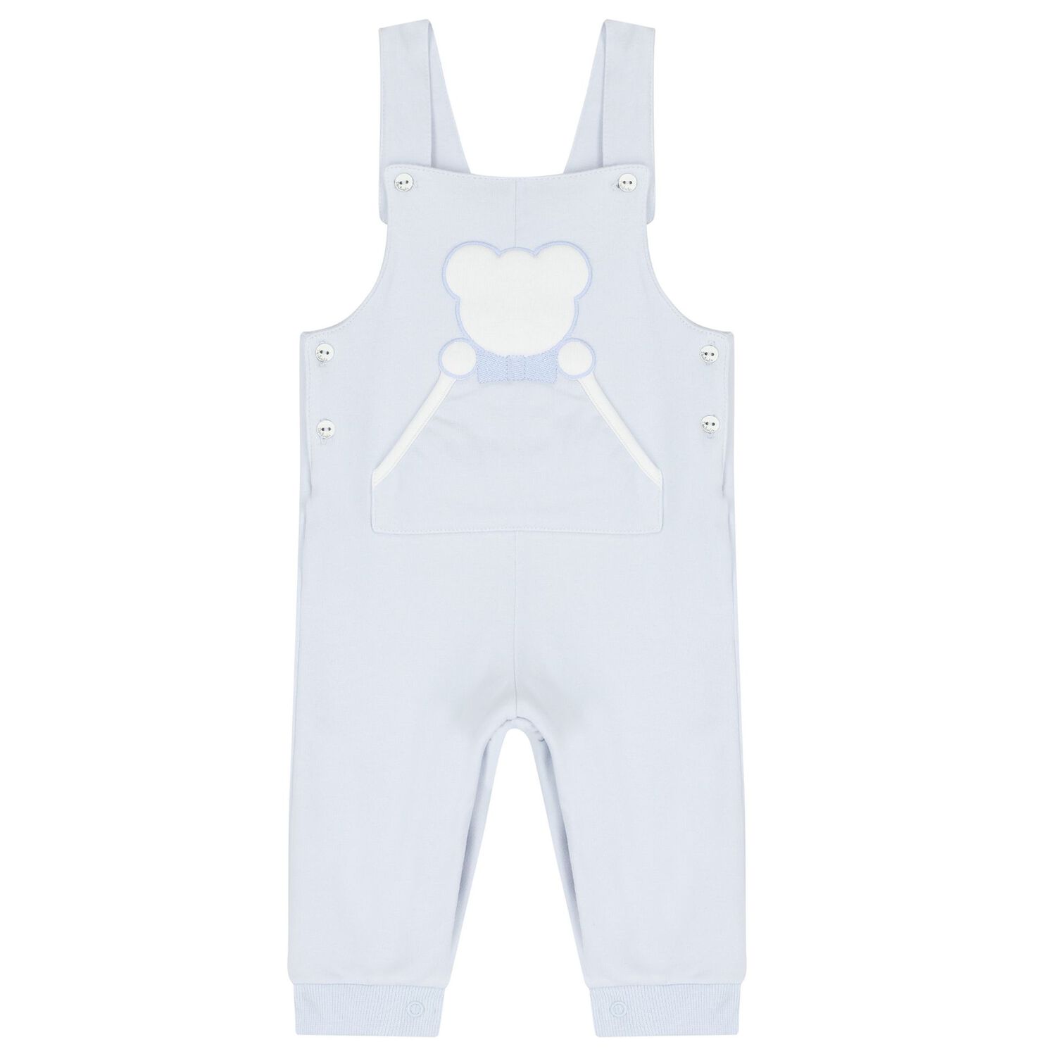 Baby Boys White & Blue Dungaree Set, 1, hi-res image number null