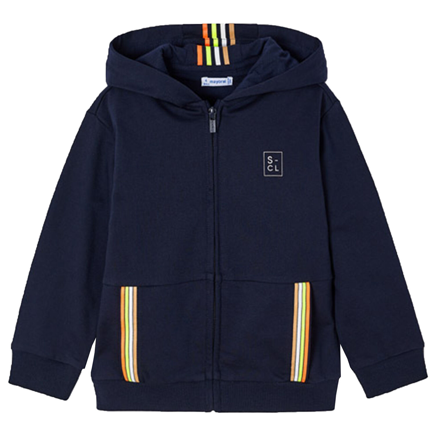 Boys Navy Hoodie Jacket, 1, hi-res