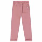 Girls Pink Cotton Joggers, 1, hi-res