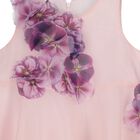 Girls Pink 3D Floral Organza Dress, 1, hi-res