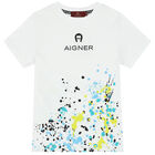 تيشيرت بالشعار باللون الأبيض للأولاد, 2, hi-res