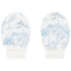 Baby Boys White & Blue Africa Hat & Mittens Set, 1, hi-res