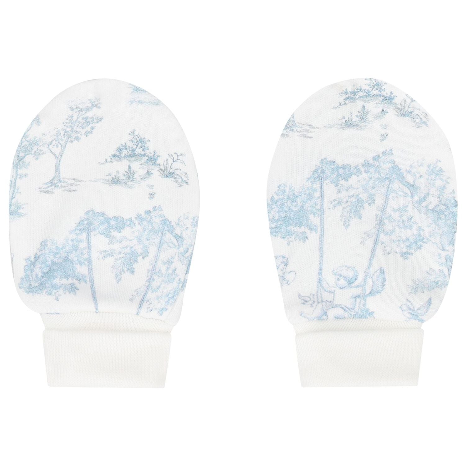 Baby Boys White & Blue Africa Hat & Mittens Set, 1, hi-res