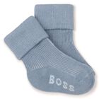 Baby Boys Blue & White Logo Socks ( 3-Pack ) , 2, hi-res