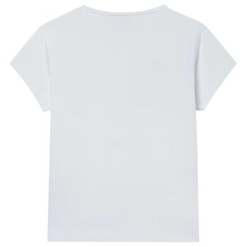 Girls White Bow T-Shirt