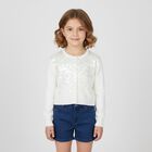 Girls Ivory Sequin Cardigan, 1, hi-res