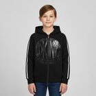 Black Logo Hooded Zip Up Top, 1, hi-res