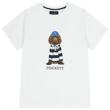 Boys White Dog Logo T-Shirt 