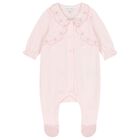 Girls Pink Flower Babygrow, 2, hi-res