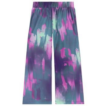 Girls Purple & Blue Logo Trousers