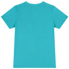 تيشيرت أولاد بالشعار باللون التركواز , 1, hi-res