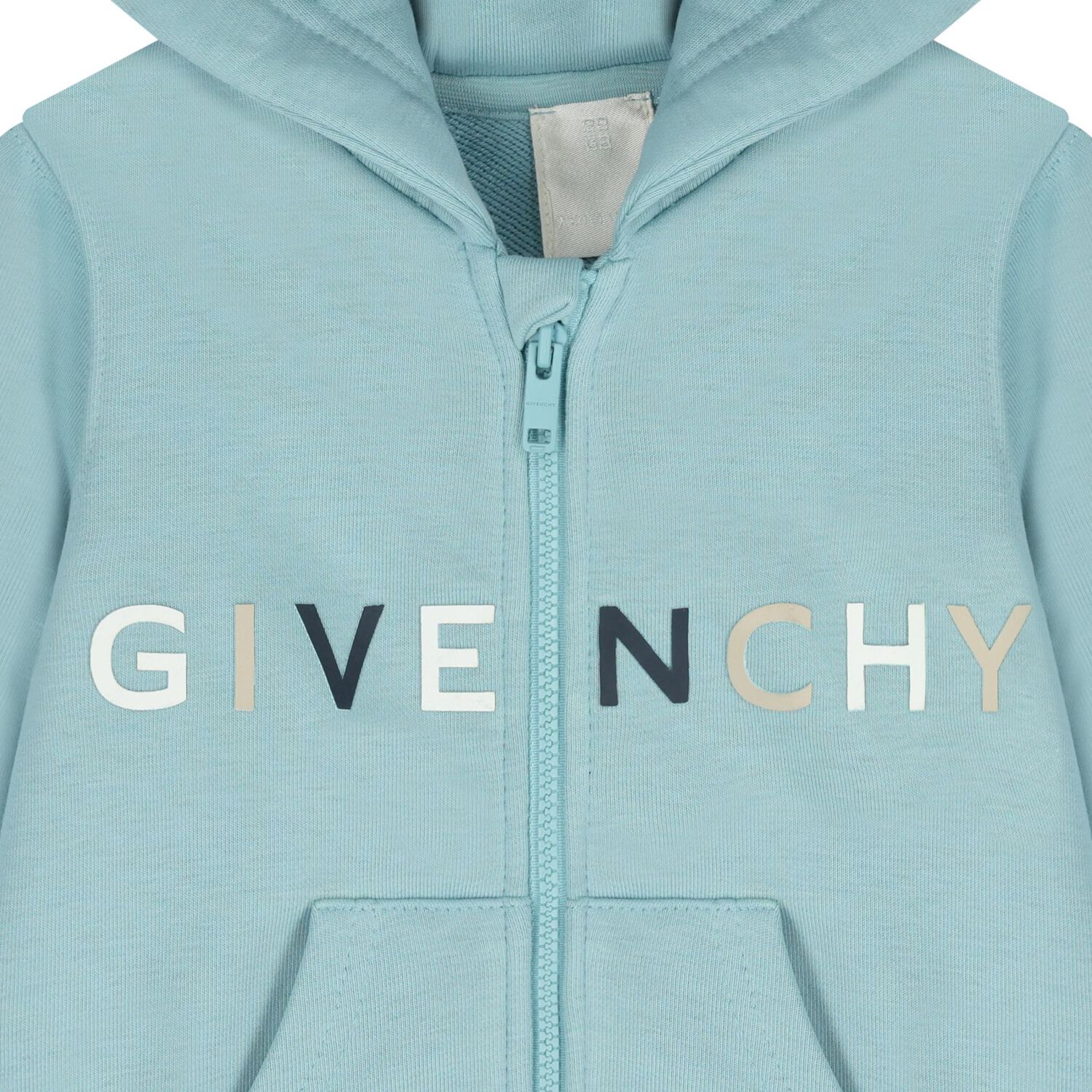 توب اولاد هودى بسحاب بالشعار باللون الازرق, 1, hi-res