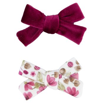Girls Burgundy and Ivory Bow Hairclips ( 2 Pack )