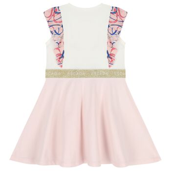 Girls Ivory & Pink Ruffled Dress