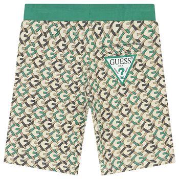 Boys Beige & Green Shorts