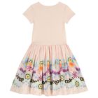 فستان بنات مزين بالزهور باللون الوردى , 3, hi-res