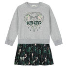Girls Grey Sweatshirt & Green Dress Set, 1, hi-res
